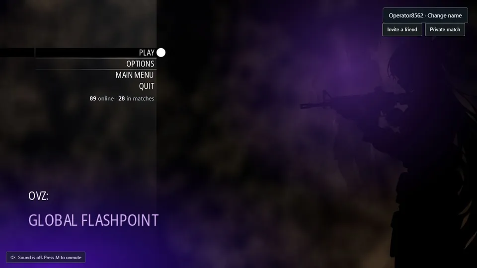 Menu inicial de OVZ: Global Flashpoint
